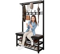 Porte-vêtements exquis, support à vêtements, porte-manteau et chaussures avec étagère de rangement pour chaussures, couloir métal mat étagère à chaussures avec porte-vêtements (couleur : gris, taille