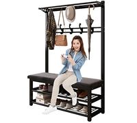 Porte-vêtements exquis, support à vêtements, porte-manteau et chaussures avec étagère de rangement pour chaussures, couloir métal mat étagère à chaussures avec porte-vêtements (couleur : gris, taille