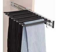 Porte - Vêtements Extractible - Tringle À Vêtements Extensible, Porte-pantalons Coulissant Pour Placard, Gain De Place Pour 9 Pantalons, Flocage Antidérapant, Finition Polie, Droite, Gauche(Left)