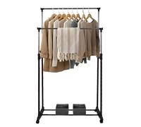 Porte-vêtements - MENGDA - Télescopique - Noir - Réglable - Avec roulettes et étagère