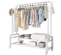 Porte-vêtements multifonction 3 en 1 - Cintre autonome avec 2 niveaux de rangement pour chaussures, charge maximale de 100 kg, design roulant pour chambre à coucher, couloir, entrée