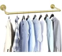 Porte-vêtements Mural Doré, Barre à Vêtements en Tuyau De Fer Industriel, Séchoir à Linge Polyvalent pour La Buanderie, Tige De Suspension Portable Robuste pour Le Rangem, 80X25CM