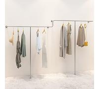 Porte-vêtements mural pour rangement de boutique, cintre à vêtements peu encombrant avec sac à chaussures et barre de serviette, idéal pour la vente au détail et l'organisation de la salle de bain