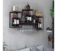 Porte-Vide de Bouteille de vin en métal Mural en Bois en Bois avec étagères à Exposition de Rangement Multi-fonctionnaires pour décoration de Bar à la Maison de Cuisine
