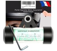 Porte Vignette Assurance Moto Support Rond Noir Mat Aluminium Tube Etanche