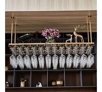 Porte-vin de Plafond doré avec Support à Pied, étagère à Verre à Champagne à Hauteur réglable, Porte-Verres à vin Suspendus, Porte-Verres à Pied, pour Bars, Restaurants Stockage 120/150cm