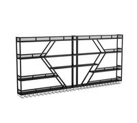 Porte-Vin Montage Mural,Cadre en Fer À Métal,Présentoir À Vin Industriels avec Porte-Verre,Porte-Vin Montage Mural avec LED Bande,pour La Maison,Bar,Restaurant Et Cuisine(4-Layers-Black,200cm/78.7in)