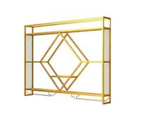 Porte - Vin Montage Mural en Métal,Cadre en Fer À, Industrielle Présentoir À Vin avec LED Bande,3 Niveaux Porte - Vin Montage Mural pour La Maison,Bar,Restaurant Et Cuisine(Gold,140cm/55.1in)