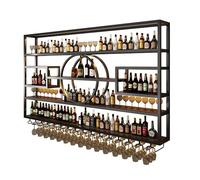 Porte - Vin Montage Mural en Métal,Cadre en Fer À Trois Niveaux,Présentoir À Vin,Porte - Vin Montage Mural avec Lumière LED,pour La Maison,Bar,Restaurant Et Cuisine(Black,180cm/70.9in)