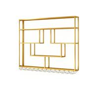 Porte - Vin Montage Mural en Métal,Cadre en Fer,Présentoir À Vin avec Lumière LED,Porte - Vin Montage Mural avec Porte-Verre Industriels pour La Maison,Bar,Restaurant Et Cuisine(Gold,120cm/47.2in)