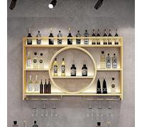 Porte - vin Montage Mural en métal Moderne, Cadre en Fer à Trois Niveaux, Présentoir à vin, Porte - vin Montage Mural, pour la Maison, Bar, Restaurant et Cuisine, Or, 140x15x80cm