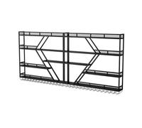 Porte - Vin Montage Mural En Métal,Présentoir À Vin Etagere,Industriels Étagère Murale Bar Avec Lumière LED,4 Niveaux Cadre En Fer Avec Porte-Verre Pour Restaurant Et Cuisine(Black,300cm/118.1in)