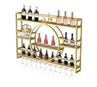 Porte-vin Mural à 3 Niveaux avec lumière LED, étagères de Bar murales pour Bouteilles d’Alcool, étagères de Bar murales avec Support en Verre, étagère de Bar Suspendue, étagères à vin Murale
