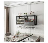 Porte-vin Mural en métal avec Cadre de Style Ouvert,Supports à vin muraux en Fer avec Support en Verre,Support de Stockage de vin Robuste,Support en Verre de Bouteille de vin Suspendu,Étagèr