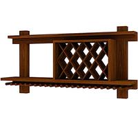 / Porte-vin suspendu/Porte-bouteilles de vin mural pour bouteilles de vin et verres Décor rustique/Porte-vin suspendu/Étagère à vin Support mural en verre/Étagère murale en bois/étagère à vin