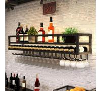 Porte-vin suspendu porte-vin mural porte-vin, support de plante en fer vintage, étagères de salle à manger pour décoration murale, support de barre de bar, facile à installer, ne tombera pas ea,