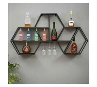 Porte-vins en métal Mural, Porte-Verres à vin Suspendu Une Combinaison créative de Formes hexagonales, Armoire de Rangement, Porte-vins décoratif Mural de Salle à Manger (Couleur : Noir, Tai