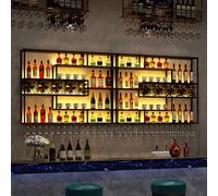 Porte-vins Mural en Fer, étagère Murale Industrielle, Porte-gobelets Suspendus en métal de Grande capacité, Porte-Verres à vin, Grand Porte-Gouttes murales montées avec LED, Rangement pour v