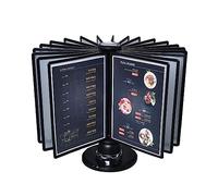Porte Vue Sur Pied - Rotatif Kit Pupitre Présentoir De Table, 20 Panneaux Double Face, Format Lettre, Pour Affichage De Documents A4, Bureaux, Salle À Manger, Liste De Prix Des Produits(Black)
