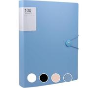 Porte-vues A4 à 100 poches - Organiseur de présentation robuste avec pochettes en plastique, multi-usage pour bureau et entreprise (bleu)