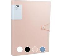 Porte-vues A4 à 100 pochettes - Robuste - Avec pochettes en plastique - Multifonction - Pour le bureau et les affaires (rose)