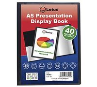 Porte-vues A5 40 pochettes (80 vues) - Dossier de présentation noir avec pochettes en plastique transparent - Portfolio, certificat et dossier de projet pour l'école, le bureau et les entretiens