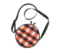 Portefeuille à bandoulière vichy orange obsidienne pour femme, sac à main confortable avec sangle réglable, sac à bandoulière en toile pour prendre un repas