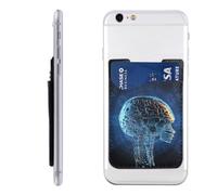 Portefeuille à coller pour téléphone portable, intelligence artificielle, porte-cartes de téléphone pour homme et femme, porte-cartes de crédit fin adhésif pour l'arrière de l'étui de téléphone
