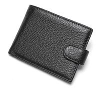 Portefeuille À Deux Volets en Cuir Véritable pour Hommes, Portefeuille Carré Horizontal Porte-Monnaie Pochette Minimaliste Élégant Poche Avant Hommes Portefeuilles