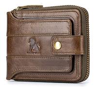 Portefeuille à deux volets pour hommes sécurité antivol blocage RFID portefeuille en cuir véritable souple mince Compact Vintage poche sac à main grande capacité portefeuille à fermeture éclair sac à