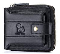 Portefeuille à deux volets pour hommes sécurité antivol blocage RFID portefeuille en cuir véritable souple mince Compact Vintage poche sac à main grande capacité portefeuille à fermeture éclair sac à