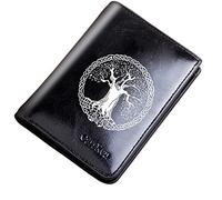 Portefeuille à fermeture éclair de poche vintage masculine, sac à main courte bifold en cuir de grande capacité, symbole viking abrilet de cartes d'amulette bosse de bourse masculine nouveauté de