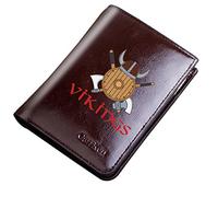 Portefeuille à fermeture éclair de poche vintage masculine, sac à main courte bifold en cuir de grande capacité, symbole viking abrilet de cartes d'amulette bourse de bourse masculine cadeau,