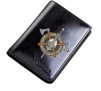 Portefeuille à fermeture éclair de poche vintage masculine, sac à main courte bifold en cuir de grande capacité, symbole viking abrilet de carte d'amulette bosse de bourse masculine nouveauté de