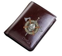 Portefeuille à fermeture éclair de poche vintage masculine, sac à main courte bifold en cuir de grande capacité, symbole viking abrilet de cartes d'amulette bourse de bourse masculine cadeau,