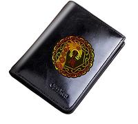 Portefeuille à fermeture éclair de poche vintage masculine, sac à main courte bifold en cuir de grande capacité, symbole viking abrilet de cartes d'amulette bosse de bourse masculine nouveauté de