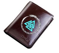 Portefeuille à fermeture éclair de poche vintage masculine, sac à main courte bifold en cuir de grande capacité, symbole viking abrilet de cartes d'amulette bourse de bourse masculine cadeau,