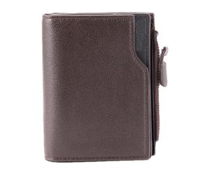 Portefeuille à Fermeture éclair, Support de Carte de crédit Vertical et Portefeuille Compact-Sac à Bouton Multi-Cartes Parfait pour Les Hommes, idéal pour Transporter de l'argent, ID, Coffee,