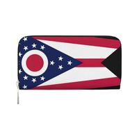 Portefeuille à main en cuir pour femme avec imprimé drapeau de l'État de l'Ohio pour une utilisation décontractée et de voyage, noir, One Size, Art