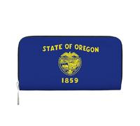 Portefeuille à main en cuir pour femme avec imprimé drapeau de l'État de l'Oregon pour une utilisation décontractée et de voyage, noir, One Size, Art