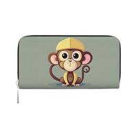 Portefeuille à main mignon imprimé singe pour femme, portefeuille avec poche zippée, sac à main tendance comme cadeau