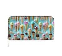 Portefeuille à main pour femme avec poche zippée, motif cônes de crème glacée, pochette tendance comme cadeau