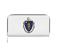 Portefeuille à main pour femme avec poche zippée, motif drapeau de l'État du Massachusetts, pochette tendance comme cadeau
