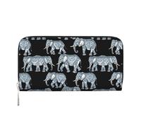 Portefeuille à main pour femme, imprimé éléphant bleu noir, portefeuille avec poche zippée, sac à main tendance comme cadeau