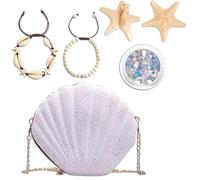 Portefeuille à paillettes pour femme en forme de coquillage, Accessoires de plage sirène - Ensemble parfait d'accessoires pour femme, comprenant bracelet coquillage et collier étoile de mer