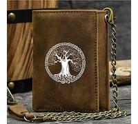 Portefeuille à trifold Slim de nouveauté masculine, Symbole viking unique Porte-carte de crédit de grande capacité, Gentual en cuir Western Rodéo ID Gift Male Grown, Brown, Tree of Life3 en cuir ouest