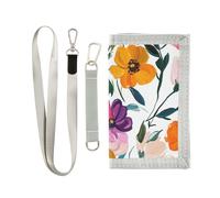 Portefeuille à trois volets à trois volets pour homme et femme - Portefeuille décontracté minimaliste avec cordon billetera tarjetero para hombre, peinture colorée cosmos floral, 1 size
