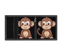 Portefeuille à trois volets avec motif singe marron, pour homme et femme, protection RFID, fin, 8 emplacements pour cartes, 1 compartiment pour billets et 1 fenêtre pour carte d'identité, poche zipp