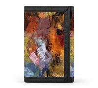 Portefeuille à trois volets avec texture psychédélique, coups de pinceau colorés et pinceaux, élé porte-monnaie avec porte-clés, porte-cartes de crédit pour factures, reçus, femmes et hommes, 12,7