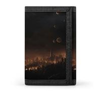 Portefeuille à trois volets City in the Dark - Porte-cartes et argent - Mini sac à monnaie fin et élégant avec poche zippée pour pièces de monnaie - Pour homme et femme
